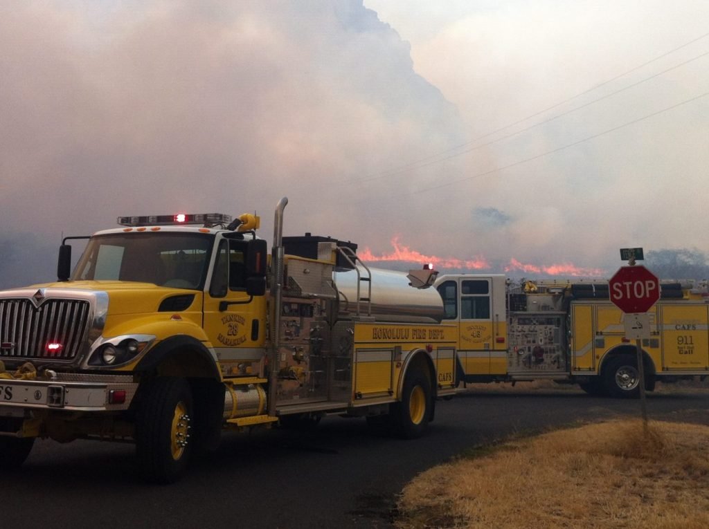 Fire Trucks at a wild fire