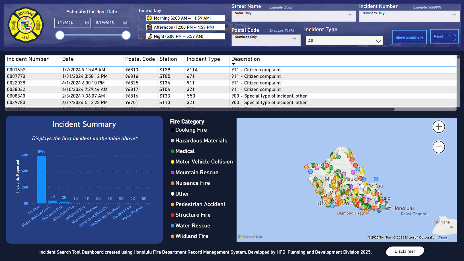 Incident Search Tool Incident Search Tool